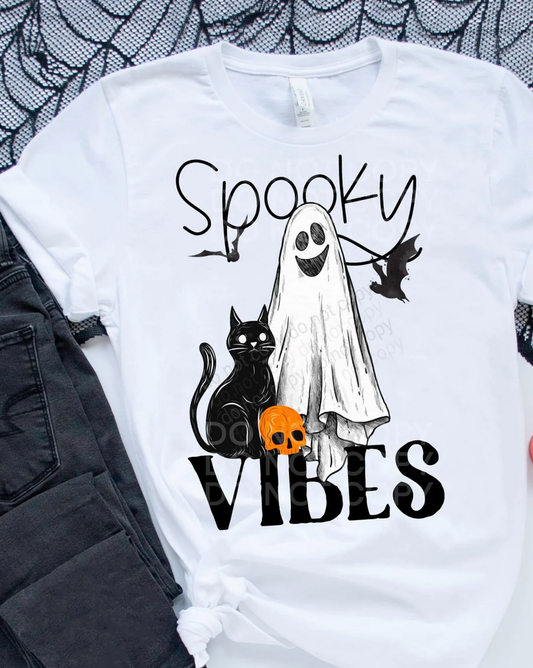 Spooky Vibes Ghost and Cat